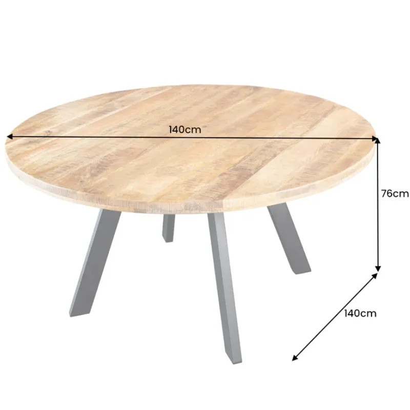 Table à manger ronde manguier et métal IRON CRAFT Ø 140cm