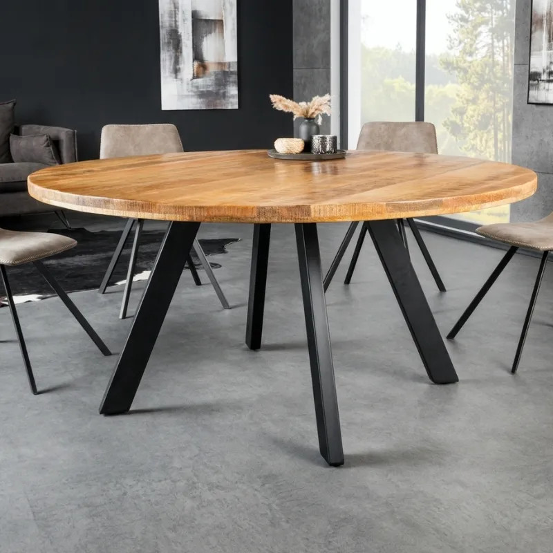 Table à manger ronde manguier et métal IRON CRAFT Ø 140cm