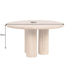 Table à manger ronde en manguier ART DECO Ø 140cm design