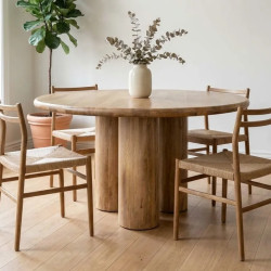 Table à manger ronde en manguier ART DECO Ø 140cm design