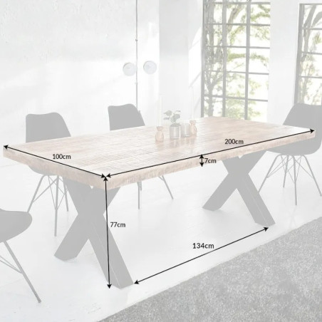 Table à manger industrielle manguier IRON CRAFT 200cm pieds X