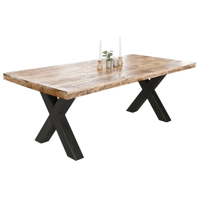 Table à manger industrielle manguier IRON CRAFT 200cm pieds X