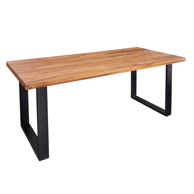 Table repas industrielle palissandre IRON CRAFT 160cm pieds U
