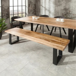Banc industriel en manguier IRON CRAFT 170cm pieds U métal