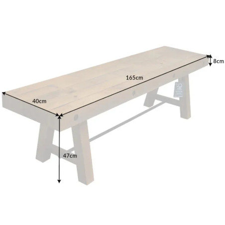 Banc vintage en bois de pin FINCA 165cm style campagne
