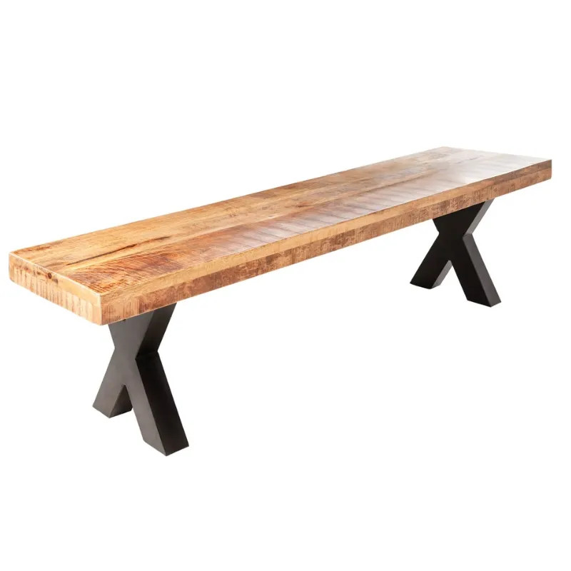 Banc industriel manguier IRON CRAFT 200cm pieds X métal