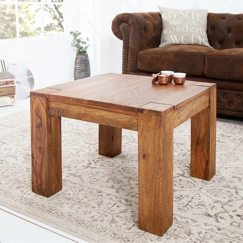 Table basse carrée en palissandre MAKASSAR 60cm