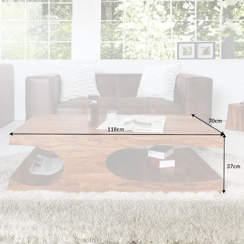 Table basse design en palissandre GOA 120cm