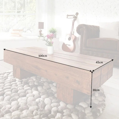Table basse design en palissandre BOLT 100cm