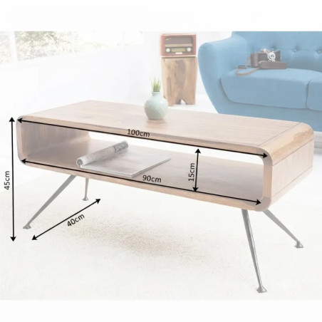 Table basse design rétro en palissandre ALPHA 100cm