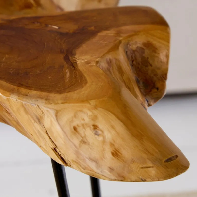 Table basse racine de teck et métal WILD 60cm