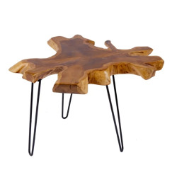 Table basse racine de teck et métal WILD 60cm