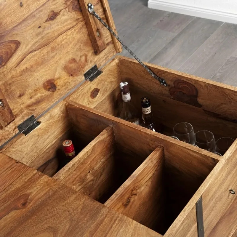 Table basse rangement vin en palissandre BODEGA 100cm