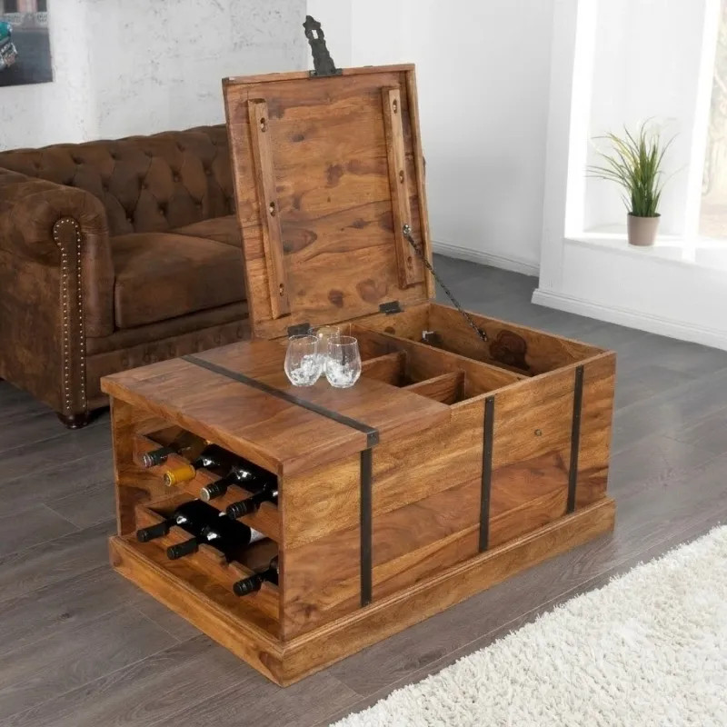 Table basse rangement vin en palissandre BODEGA 100cm