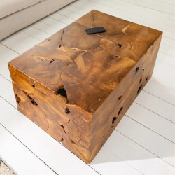 Table basse racine de teck massif SQUARE 90cm
