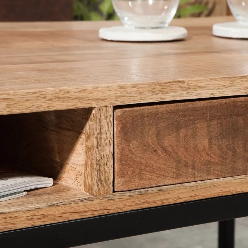 Table basse industrielle manguier IRON CRAFT 100cm