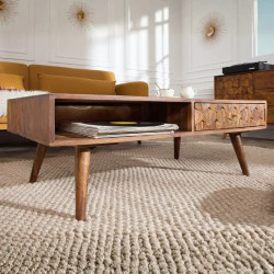 Table basse palissandre 1 tiroir MYSTIC LIVING 100cm