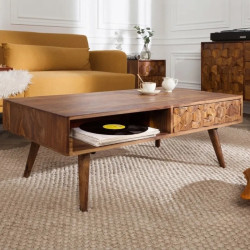 Table basse palissandre 1 tiroir MYSTIC LIVING 100cm