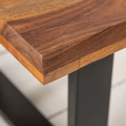 Table basse industrielle palissandre IRON CRAFT 100cm pieds métal U