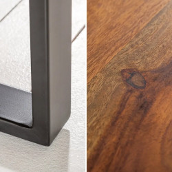 Table basse industrielle palissandre IRON CRAFT 100cm pieds métal U