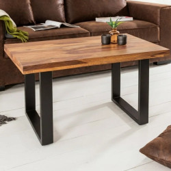 Table basse industrielle palissandre IRON CRAFT 100cm pieds métal U