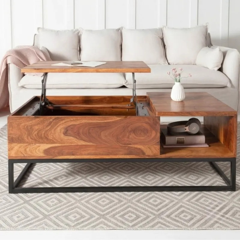 Table basse modulable palissandre MAKASSAR 110cm plateau relevable