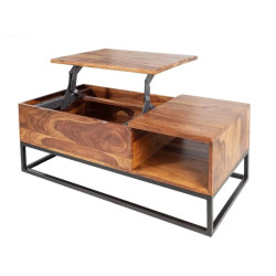 Table basse modulable palissandre MAKASSAR 110cm plateau relevable