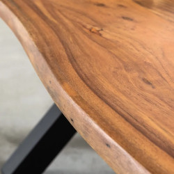 Table basse industrielle live edge acacia MAMMUT 120cm pieds X