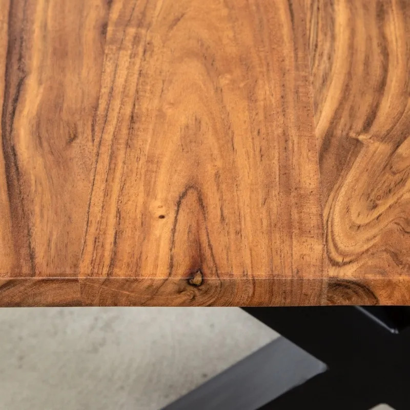 Table basse industrielle live edge acacia MAMMUT 120cm pieds X