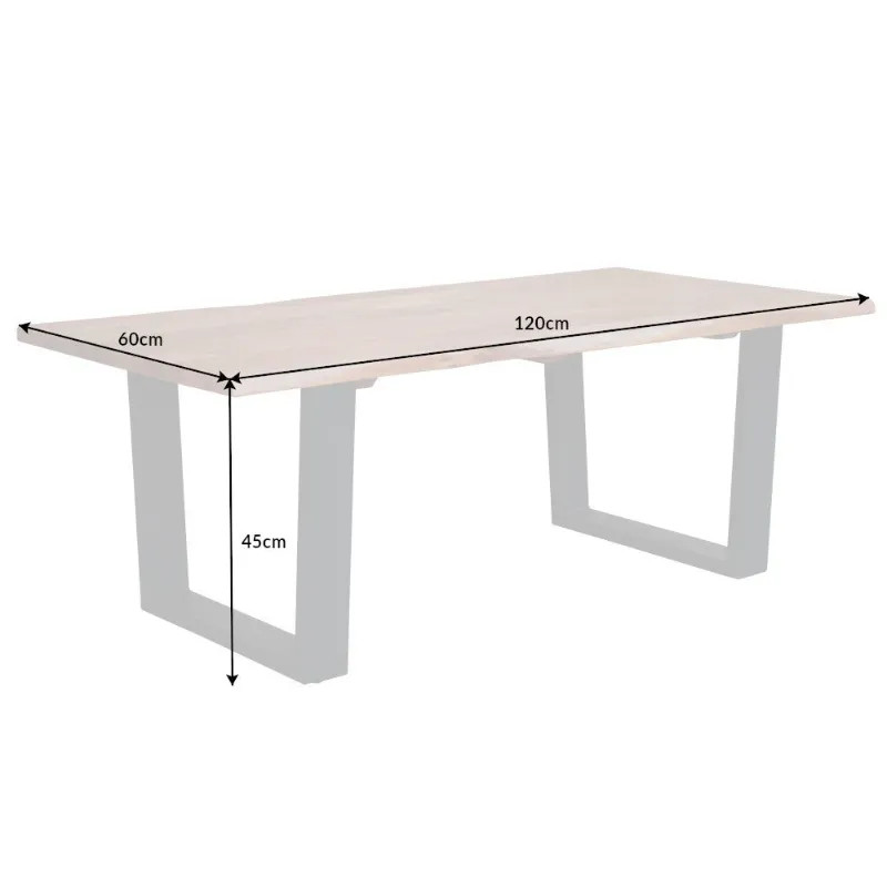 Table basse industrielle acacia MAMMUT 120cm pieds U
