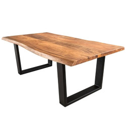 Table basse industrielle acacia MAMMUT 120cm pieds U