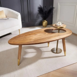 Table basse rétro manguier marron GATSBY 110cm