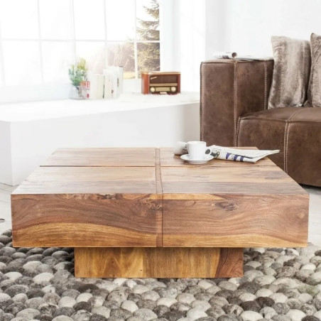 Table basse carrée palissandre BOLT 70cm