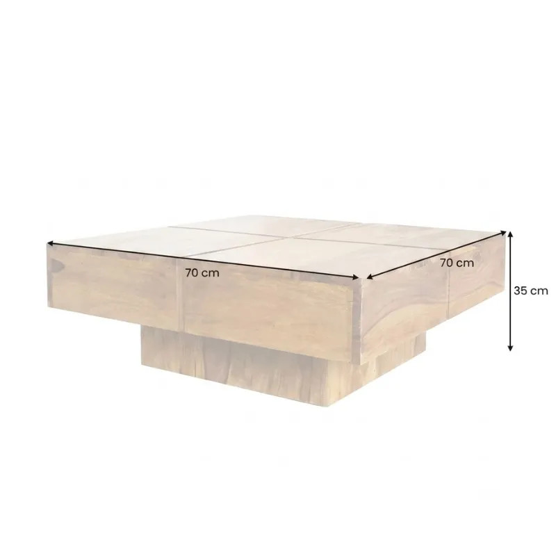 Table basse carrée palissandre BOLT 70cm
