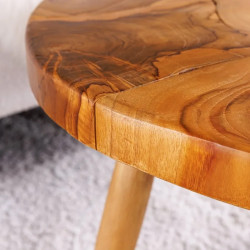 Table basse ronde teck massif MOSAIK Ø 60cm