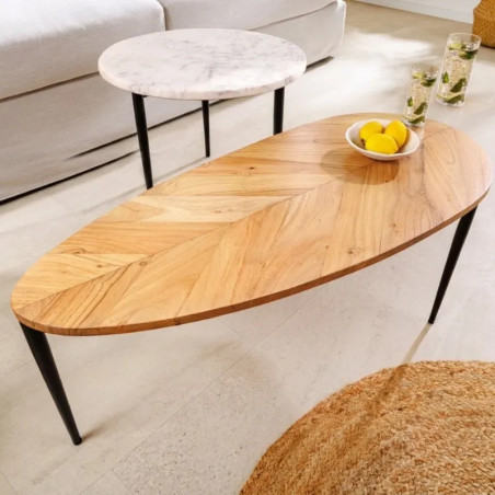 Tables basses gigognes acacia et marbre ADLON
