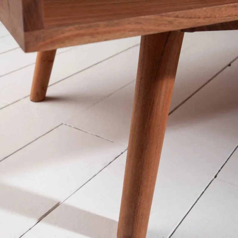 Table basse acacia massif MYSTIC LIVING 100cm avec rangements