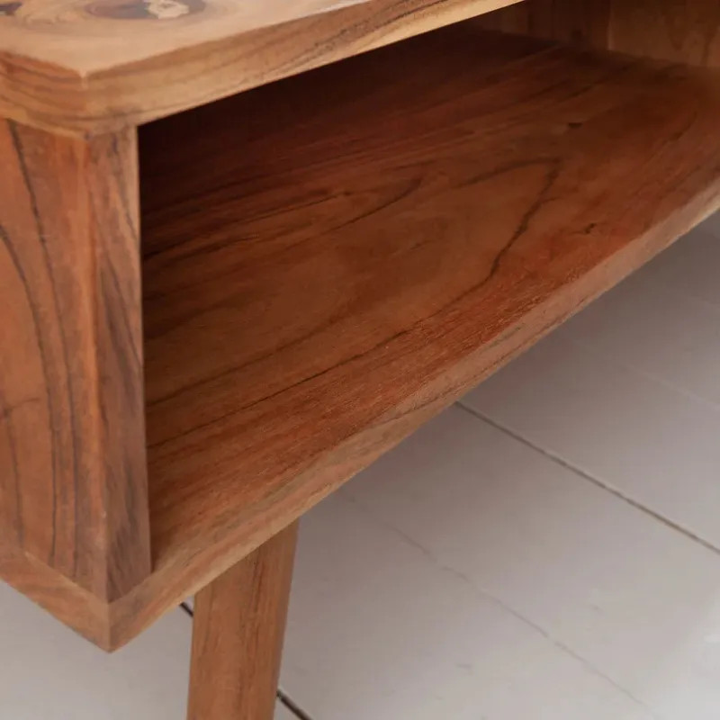 Table basse acacia massif MYSTIC LIVING 100cm avec rangements