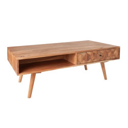 Table basse acacia massif MYSTIC LIVING 100cm avec rangements