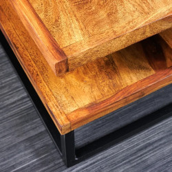 Table basse carrée palissandre et métal GIANT 60cm