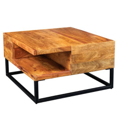 Table basse carrée palissandre et métal GIANT 60cm