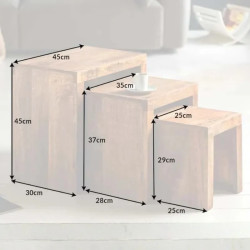 Tables basses gigognes en manguier MAKASSAR set de 3