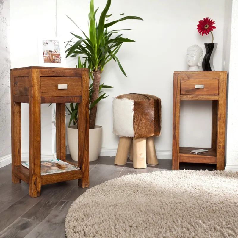 Sellette palissandre avec 1 tiroir LAGOS 30cm