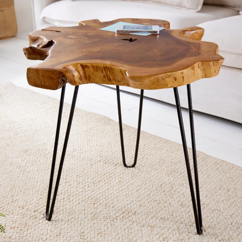 Table d'appoint en teck massif WILD 50cm
