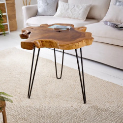 Table d'appoint en teck massif WILD 50cm