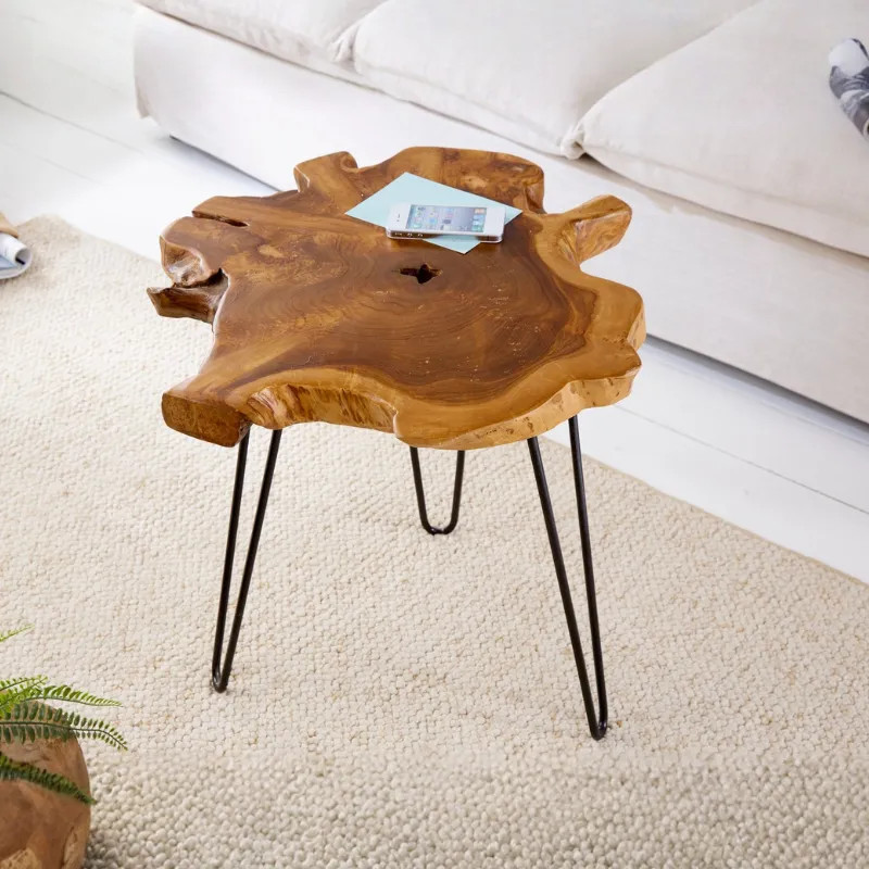 Table d'appoint en teck massif WILD 50cm