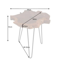 Table d'appoint en teck massif WILD 50cm