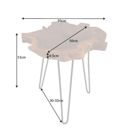 Table d'appoint en teck massif WILD 50cm