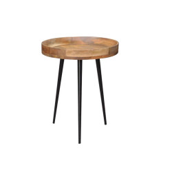 Table d'appoint ronde manguier et métal PURE NATURE 45cm