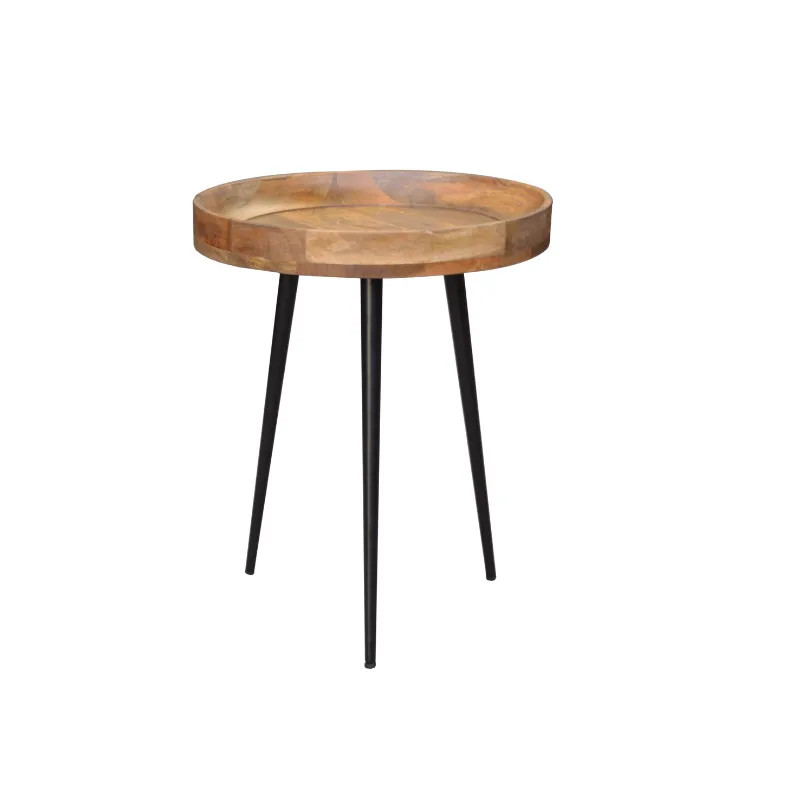 Table d'appoint ronde manguier et métal PURE NATURE 45cm